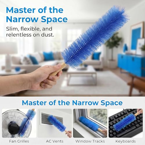 Fan Cleaning Brush, 2026 New Bendable Microfiber Head Dusting Brushes, Reusable Fan Cleaner Brush Dust Remover for Electric Fans, Air Conditioning, Car Vents and Blind - color: Mixed,2pcs, size: 43cm