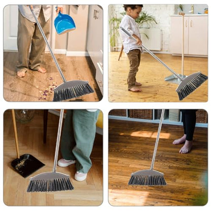 Cabilock 2pcs Hard Floor Broom Handle Heavy Duty Garage Broom for Home Cleaning - color: Dark Grey