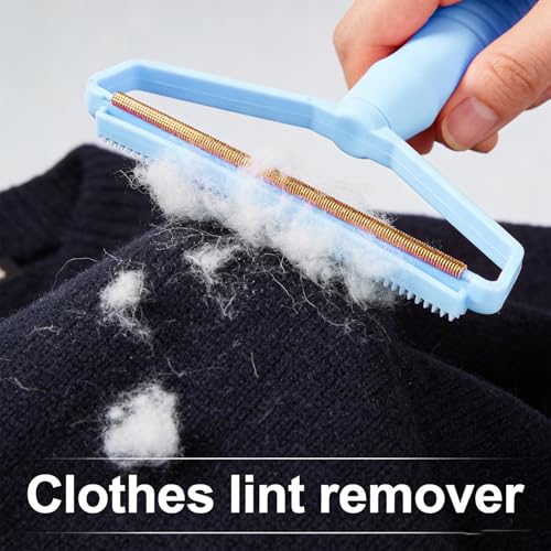 Manual Lint Remover 1 Pack Portable Fabric - Pet Hair Remover for Clothes Furniture Carpet, Fluff Removal Tool - color: Blue