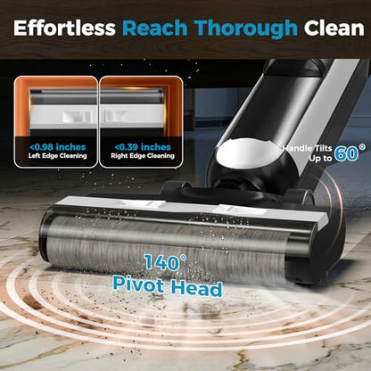 OLIXIS Wet Dry Vacuum Cleaner, Cordless All-in-One Vac Mops, Vacuum Mop with Self-Cleaning System, Dual Water Tank Design, Tangle-Free Brush, Dual-Edge Cleaning, 35-Min Runtime - color: White