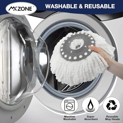 4 Premium Replacement Mop Heads Refills, Compatible for Hurricane Spin Magic Mop Head, fits 6.3‘’ Standard Replacement Round Spin Mop Heads Microfiber, Inner Hole 2.5'' Only - Machine Washable, White - size: 4 Count (Pack of 1)