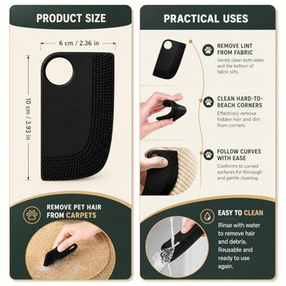 Pet Hair Remover Glove with Silicone Scraper, Reusable Electrostatic Lint & Fur Remover for Dog & Cat Hair on Couch, Carpet, Car Seat, Clothes & Laundry