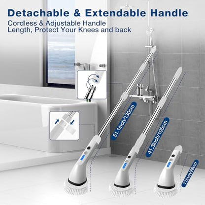 Electric Spin Scrubber, 2024 New Cordless Cleaning Brush，2-Speed Adjustable,Shower Scrubber for Bathroom Car Floor Tile Cleaning Squeegees