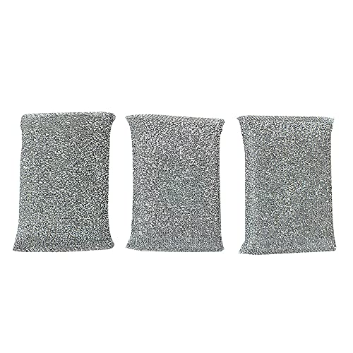 kela Sparkle sponges Pulito 3 Pieces of Polyester in Silver, 12.5 x 8 x 2.5 cm