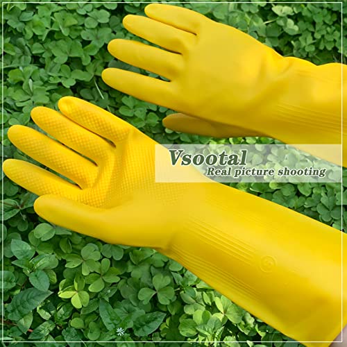 8 Pairs Reusable Household Cleaning Gloves, Rubber Kitchen Dishwashing Gloves,Extra Thickness, Long Sleeves, for Washing Dishes, Pet Care(Large, Yellow) - size: Large (Pack of 8)