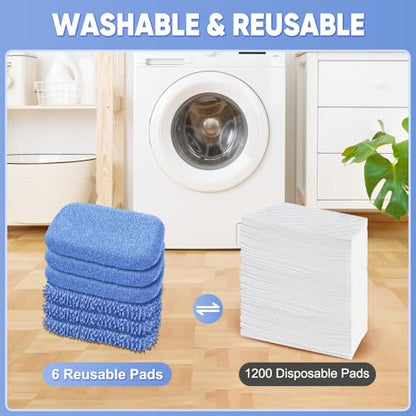 6-Pack Reusable Microfiber Mop Pads Compatible with Swiffer Sweeper, Dry & Wet Sweeping Cloths - Washable Wet Pads Refill for Multi-Surface/Hardwood Floor Cleaning -Blue - color: Blue