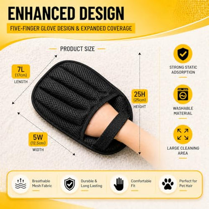 Pet Hair Removal Glove by ZOPP – Five-Finger Magic Brush for Dog & Cat Hair Remover | Electrostatic Reusable Lint Remover for Couch, Sofa, Car Seats, Carpet, Clothing & Beds (Pack of 1)