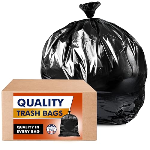 Tasker Contractor Garbage Bags 55 Gallon, 3 Mil Black Contractor Garbage Bag (50 Bags w/Ties) Large 55 Gallon Trash Bags Heavy Duty Liners, Extra Large Trash Liners for Construction, Industrial Bag - size: 1 Count (Pack of 50)