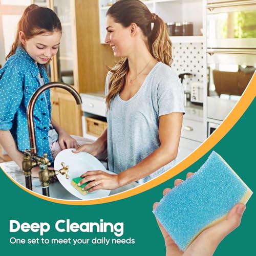 LAUNDRYLUX Scrub Sponge, 4 Pack Dual-Sided Temperature-Responsive Scrubber - Non-Scratch - Multipurpose Dish Sponges for Kitchens, Bathrooms, and Outdoor Use - S Shape - style: S Shape