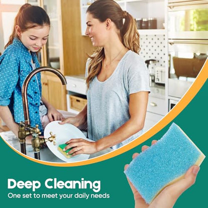 LAUNDRYLUX Scrub Sponge, 4 Pack Dual-Sided Temperature-Responsive Scrubber - Non-Scratch - Multipurpose Dish Sponges for Kitchens, Bathrooms, and Outdoor Use - S Shape - style: S Shape