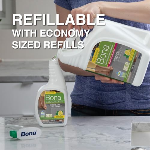Bona Multi-Surface Floor Cleaner Spray - 32 fl oz - Lemon Mint Scent - Refillable - Residue-Free Floor Cleaning Solution for Stone, Tile, Laminate, and Vinyl Floors - size: 32 Fl Oz (Pack of 1)