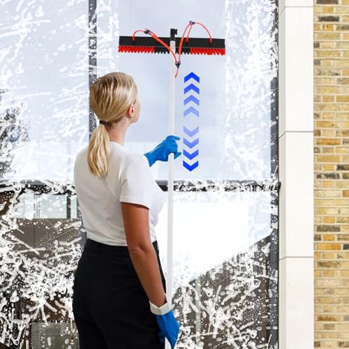 24.3ft Water Fed Pole Kit Solar Panel Cleaning Brush, Adjustable Window Cleaning Poles with 22in Water Fed Cleaning Brush, Solar Panel Cleaning Pole Outdoor Window Washing Equipment - size: 24.3Ft, 22in Brush