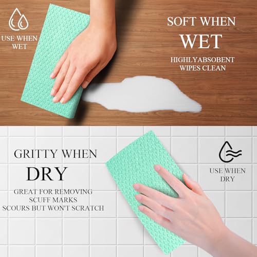 6 Packs Swedish Kitchen Dish Cloths - Reusable Paper Towels for Counters & Dishes - Eco-Friendly Cellulose Sponge Cloth (Green) - color: N-green