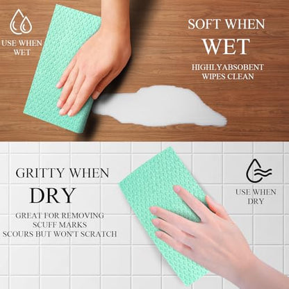 6 Packs Swedish Kitchen Dish Cloths - Reusable Paper Towels for Counters & Dishes - Eco-Friendly Cellulose Sponge Cloth (Green) - color: N-green