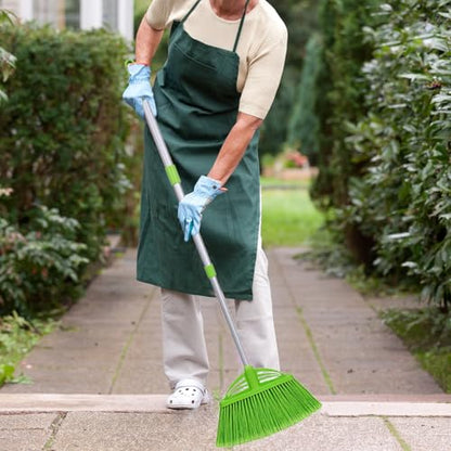 Three-Section Telescopic Aluminum Alloy Rod Long-Handled Broom - color: Green