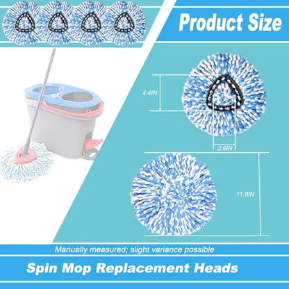 16 Pack Spin Mop Replacement Heads, Only Fit for RinseClean 2-Tank System, 100% Microfiber Spin Mop Refill Head,Spinning Mop Head Replacement for Floor Cleaning - size: 16Pack