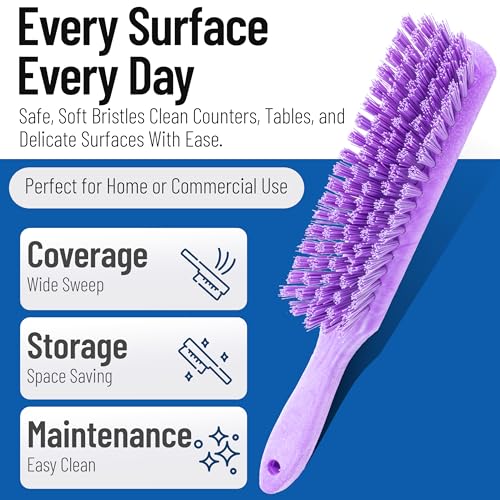 SPARTA 8 Inch Soft Counter Brush with Polyester Bristles and 5 Inch Handle, Color Coded Handheld Broom for Tables Countertops and Foodservice Surfaces, 13 Inch Overall Length, Purple - color: Purple