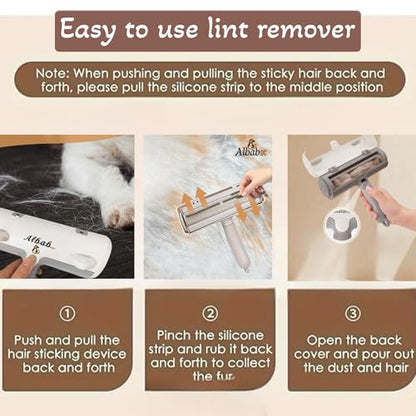 Pet Hair Remover – Reusable Lint Roller – Clean Couch, Furniture, Clothes, Carpet, Bed. Cat Hair Remover Dog Hair Remover Fur Removal Tool No Sticky Tape or Adhesive Needed. (White Grey) - color: White Grey