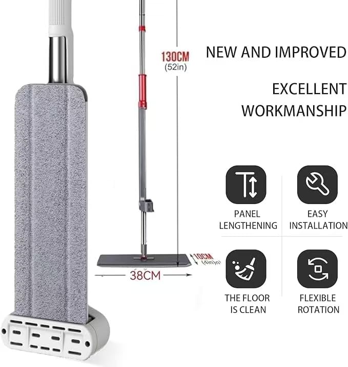 Wet Dry Flat Microfiber Mop for Hardwood Floors | 6 Washable Pads Included, 360° Swivel, For Kitchen Tile & Laminate Floors