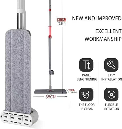 Wet Dry Flat Microfiber Mop for Hardwood Floors | 6 Washable Pads Included, 360° Swivel, For Kitchen Tile & Laminate Floors