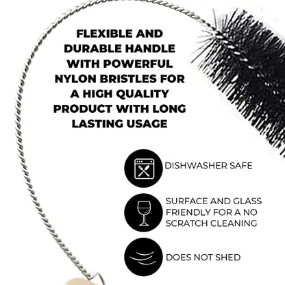 10" Extra Long Tube Cleaning Brush Set - 10 Pack - Blue | Flexible nylon straw brushes for bottles, cleaning straws, pipe cleaners, glass, keyboard, detailing and deep cleaning - color: Blue, size: 10pk - 2mm 3mm 4mm 5mm 6mm 8mm 12mm 16mm 20mm 24mm