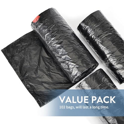 15-18 Gallon Black Trash Bags with Drawstring, 102 Count | Fit 16, 17 Gal High Density Large Garbage Bags, Strong Plastic Trash Can Liners for Kitchen Lawn Commercial - style: 15-18 Gallon (102 Count, Black)