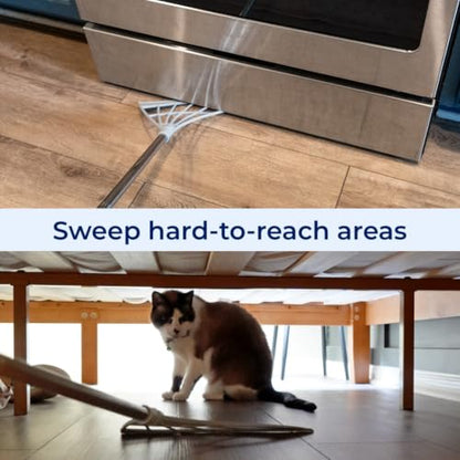 EyeVac Silicone Squeegee Broom for Wet and Dry Cleaning, Hair Removal, Full-Size with Wall Hook, Compatible with Touchless Vacuum (Gray)