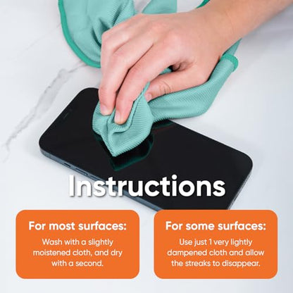 Superio Microfiber Glass Cleaning Cloth, Mirror & Window Miracle Cloth Lint & Streak Free, Washable, Large Eco-Friendly for Electronics, Cars, Tv Screens, Glasses... - color: Green/Blue
