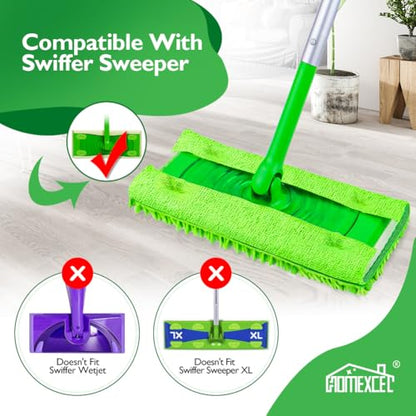 HOMEXCEL Microfiber Mop Pads Compatible with Swiffer Sweeper, 10 Pack | Reusable Machine Washable Pad Refills, Mop Head Replacements for Multi Surface Floor Cleaning