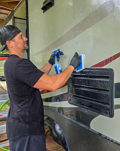 Poli Glow® Gentle and Efficient Non-Abrasive Scrub Pad with Handle – Durable and Long-Lasting | Safe Oxidation Removal Tool for Boats & RVs, Gelcoat, Fiberglass, Painted Surfaces, Decals & Plastic