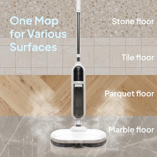 Scrubbing Steam Mops for Floor Cleaning, 15-in-1 Steam Cleaner for Home with 500ML Removable Tank, MultiPurpose Detachable Spin Steamer Mops for Hardwood Floor Clothes Window Tile Carpet Home Use