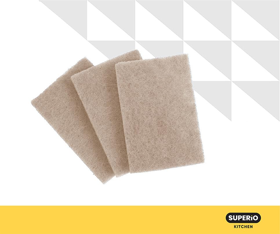 Natural scouring Pad Non-Scratching Natural Sisal Plant Based Scrubber Non-Scratch Cleaning Scrub Pads, Eco-Friendly Reusable Kitchen Scrubbing Pad Pack of 3, By Superio - size: Natural (3-pack)