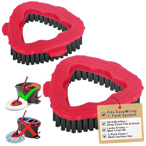 2 Pack Scrub Brush Head for EasyWring 1-Tank System, Hard Bristle Spin Mop Scrub Brush Attachment for Tile, Bathroom, Kitchen, Deck & Floor Cleaning - size: Scrub Brush-1TANK-2PC