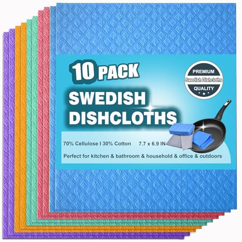 10 Packs Swedish Dishcloths for Kitchen, Reusable Paper Towels Compostable Swedish Dish Clothes for Kitchen and Household Use - color: Multicolor