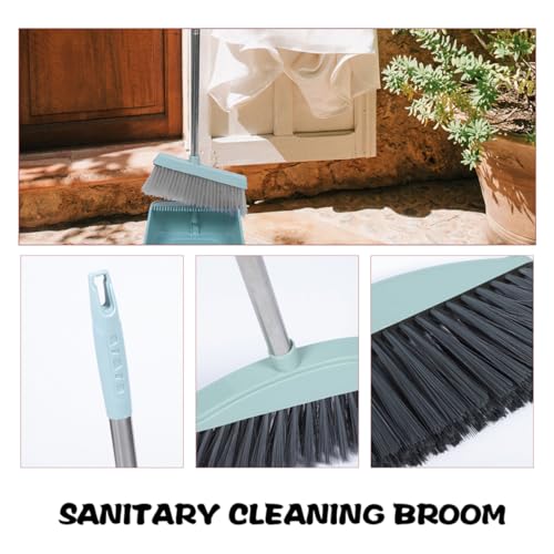 Cabilock 2pcs Broom Heads Wide Scrub Broom Handle Stainless Steel Rod for Indoor Outdoor Cleaning - color: Blue