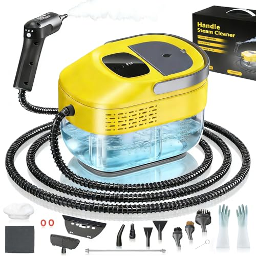 2026 New 3 Level Adjustable Pressurized Handheld Steam Cleaner for Home, 10s Heat-Up Handheld Steamer for Cleaning, 1.6 Qt Tank Portable Steam Cleaner Handheld for Car 1 PCS Yellow