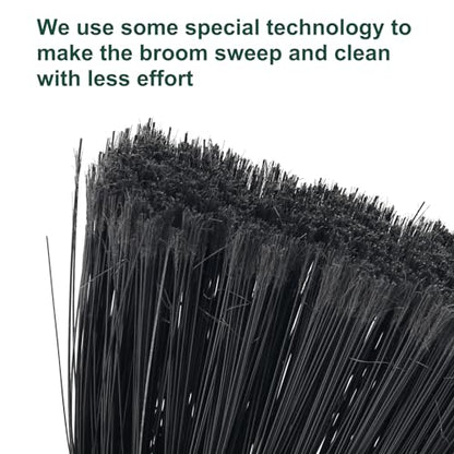 Broom Outdoor Indoor Commercial Broom with 50 inches Long Handle,Perfect for Home Courtyard Garage Kitchen Office Lobby Room Floor(Black)