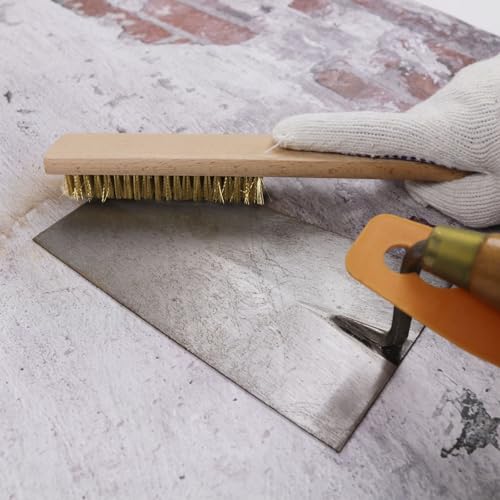 MAXMAN Brass Brush, Soft Brass Bristles Wire Brush for Cleaning Metal Rust, Welds, Home and Kitchen, Wire Scratch Brushes with 10" Beechwood Handle - style: 8 rows 20 bristles 1PCS