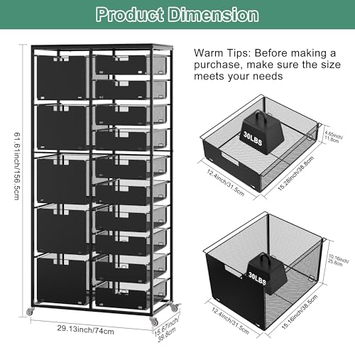 EasyPAG Rolling Storage Cart With 15 Drawers, Metal Craft Organizers And Storage Cart With Wood Tabletop, 30 Lbs Capacity Per Drawer For Home Office Classroom And Dorm, Black - size: 15 Drawers