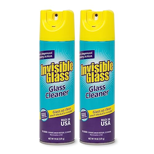 Invisible Glass 91160-2PK Premium Aerosol Glass and Window Foaming Cleaner Spray – Cleans Glass, Windows, Mirrors, Shower Doors, and More – Streak-Free, Ammonia-Free, Tint-Safe – 19 oz (Pack of 2) - size: 19 Ounce (Pack of 2)