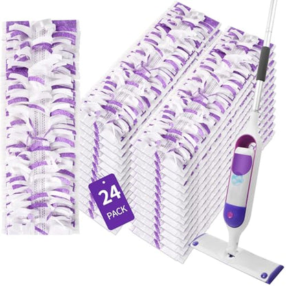 24 Pack Disposable Power Mop Pads for Swiffer Power Mop Pads, Compatible with Swiffer Power Mop Refills, Unscented Spray Replacement Floor Cleaning Refills for urface/Hardwood Floor Cleaning