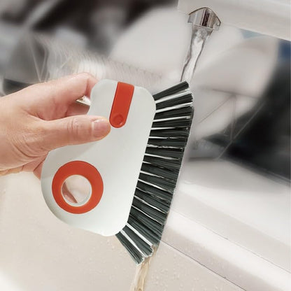 Multifunctional 2 in 1 Groove Cleaning Brush with Scraper & Dustpan - Window Track Cleaner Tool for Glass Door Tracks, Sills, Sliding Doors - Grout Brush for Narrow Gaps, Tiles, Bathroom - Orange