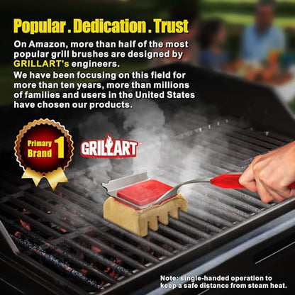 GRILLART Grill Brush Bristle Free, Replaceable BBQ Cleaning Pad (No Handle), Safe Replacement Cleaning Pad/Head for Cast Iron/Stainless Steel Grates - Deep-Reach - color: Yellow