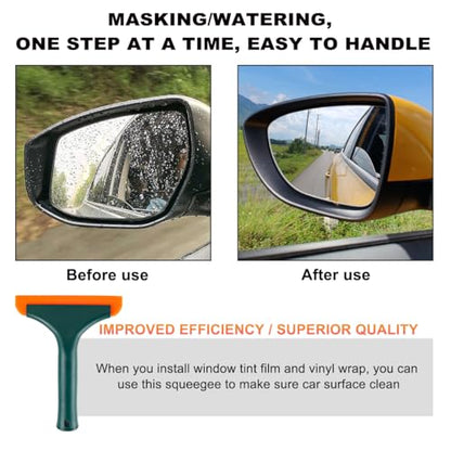 KVAEY Small Silicone Window Squeegee, 5.9 Inch Car Windshield Water Blade Squeegee with Non-Slip Handle, All-Purpose Cleaning Squeegee for Car Windshield, Window, Mirror (Black Green) - color: Black Green
