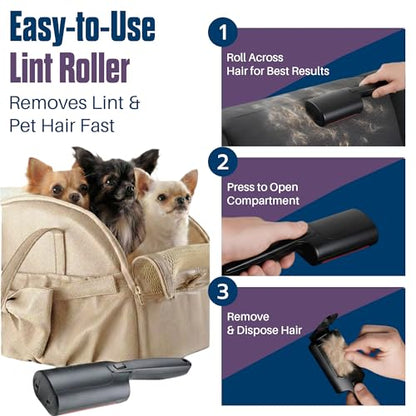 CPHUSA Roller Pet Hair Remover - Reusable Lint Roller Cat and Dog Hair Remover, Portable Multi-Surface Pet Hair Remover for Furniture, Couches, Carpets, Clothing & Bedding