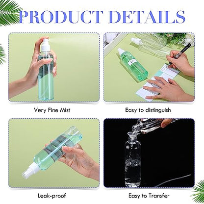 Eccliy 64 Pcs 8 oz Spray Bottles Fine Mist Cleaning Bottles Clear Empty Plastic Travel Sprayer Refillable Sprayer with Cap for Cleaning Solutions Oils Travel Perfumes(White) - color: White