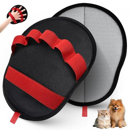 Pet Hair Removal Glove for Dogs & Cats, Reusable Washable Electrostatic Pet Hair Remover Glove, Pet Hair Mitt with Finger Straps for Couch, Carpet, Car Seats, Clothes, Furniture, Red - color: Red