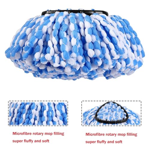 4 Pack Mop Replace Heads Compatible for OCeda, Spin Mop Refill Head Replacement for RinseClean 2-Tank System - Fluffy Microfiber, Machine Washable and Easy to Replace - size: 4 Count (Pack of 1)