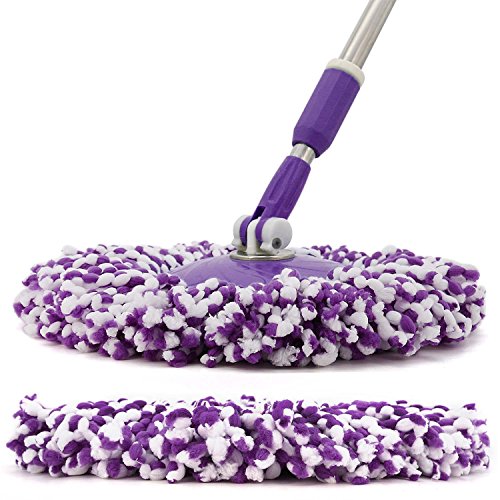 3 Pack Spin Mop Replacement Head, Round Shape Standard Size Microfiber Mop Head Refills for Hurrican, Mopnad, Casabell and Other Standard Size Spin Mop Systems - color: Purple