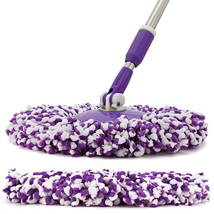 3 Pack Spin Mop Replacement Head, Round Shape Standard Size Microfiber Mop Head Refills for Hurrican, Mopnad, Casabell and Other Standard Size Spin Mop Systems - color: Purple
